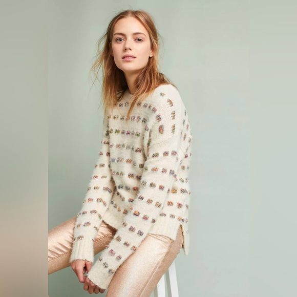 Moth by Anthropologie Metallic Check Sweater Size XS - Picture 2 of 14